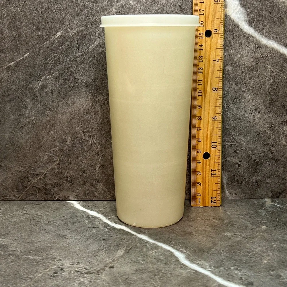 Vintage Tupperware 107-41 Tall Canister Container Almond Ivory w/ Lid